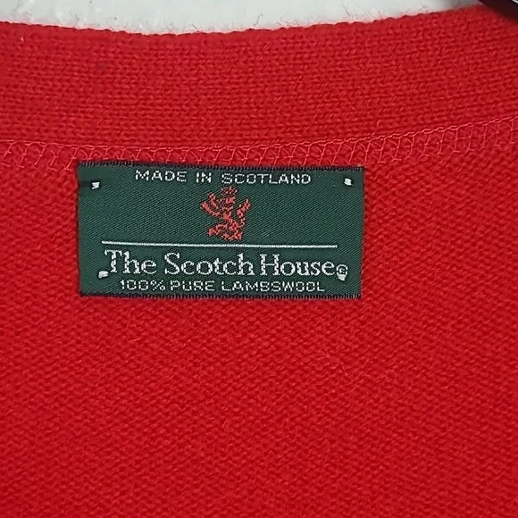 The Scotch House Red Cardigan Sweater 100% Wool Size L - Picture 2 of 9